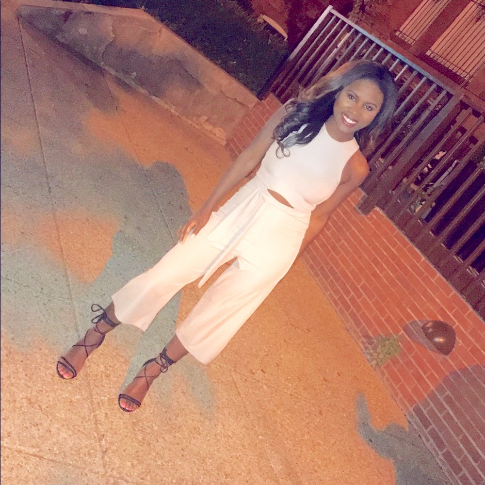 Cream Jumpsuit Wide Leg